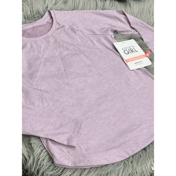 Athleta Girls Longsleeve Comeback Top In Gauzy Lilac Heather Size XS/6 - Picture 3 of 3